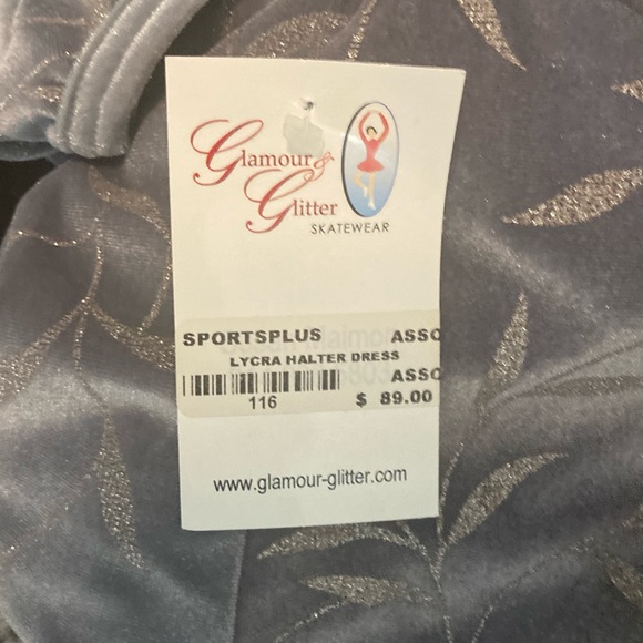 New, Unworn Rebel Grey and Silver Velvet Ice Skating Costume - Picture 6 of 6